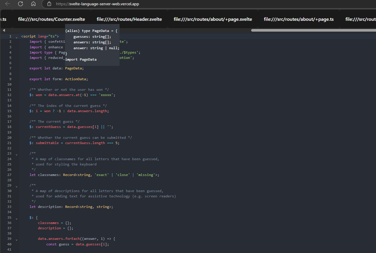 Svelte Language Server Web